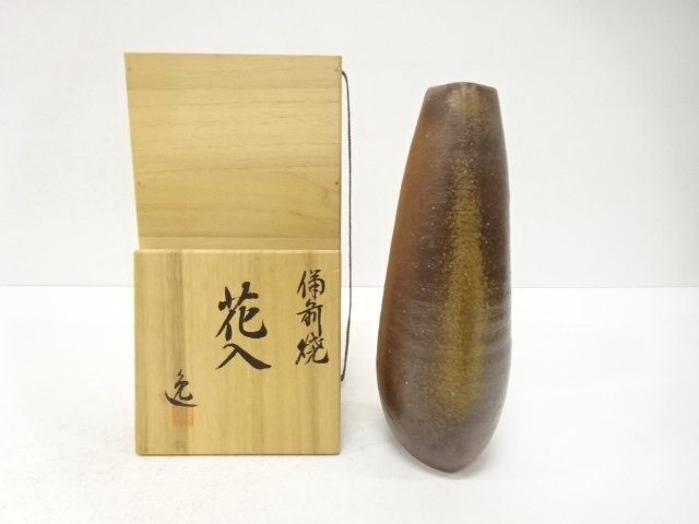 JAPANESE TEA CEREMONY / BIZEN WARE HANAIRE FLOWER VASE / ARTISAN WORK